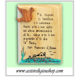Quadretto legno "Benedizione Frate Leone"