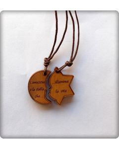 Pendentif double "L'amitié est l'étoile qui illumine la vie"